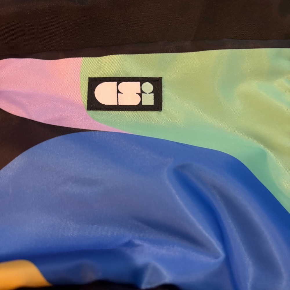 Black Drawstring Backpack with Colorful Pocket - Picture 6 of 8